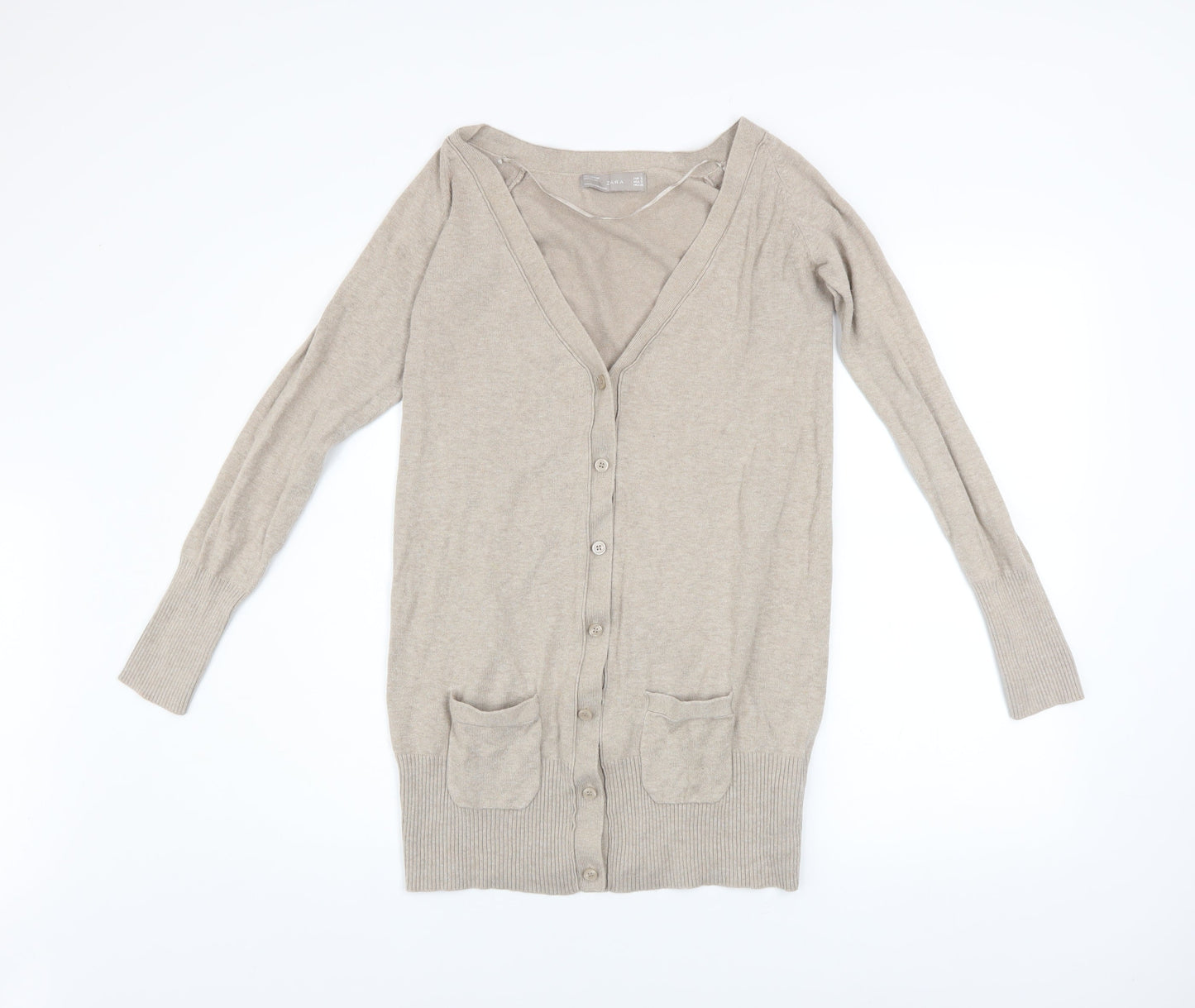 Mens UK Size S Zara Beige Cardigan Jumper