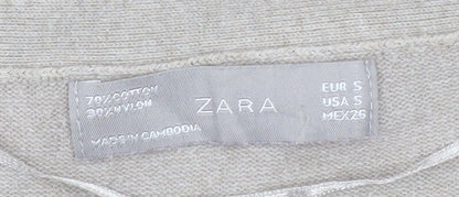 Mens UK Size S Zara Beige Cardigan Jumper