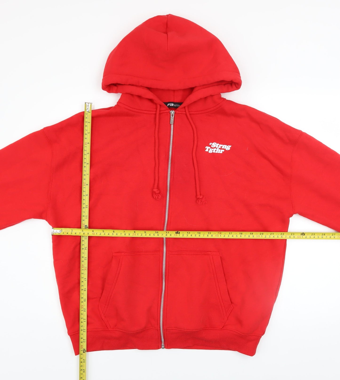 Teens UK Size XS FB Sister Red Full Zip Hoodie