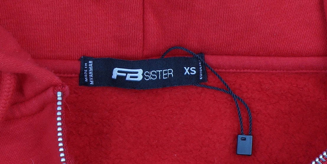 Teens UK Size XS FB Sister Red Full Zip Hoodie