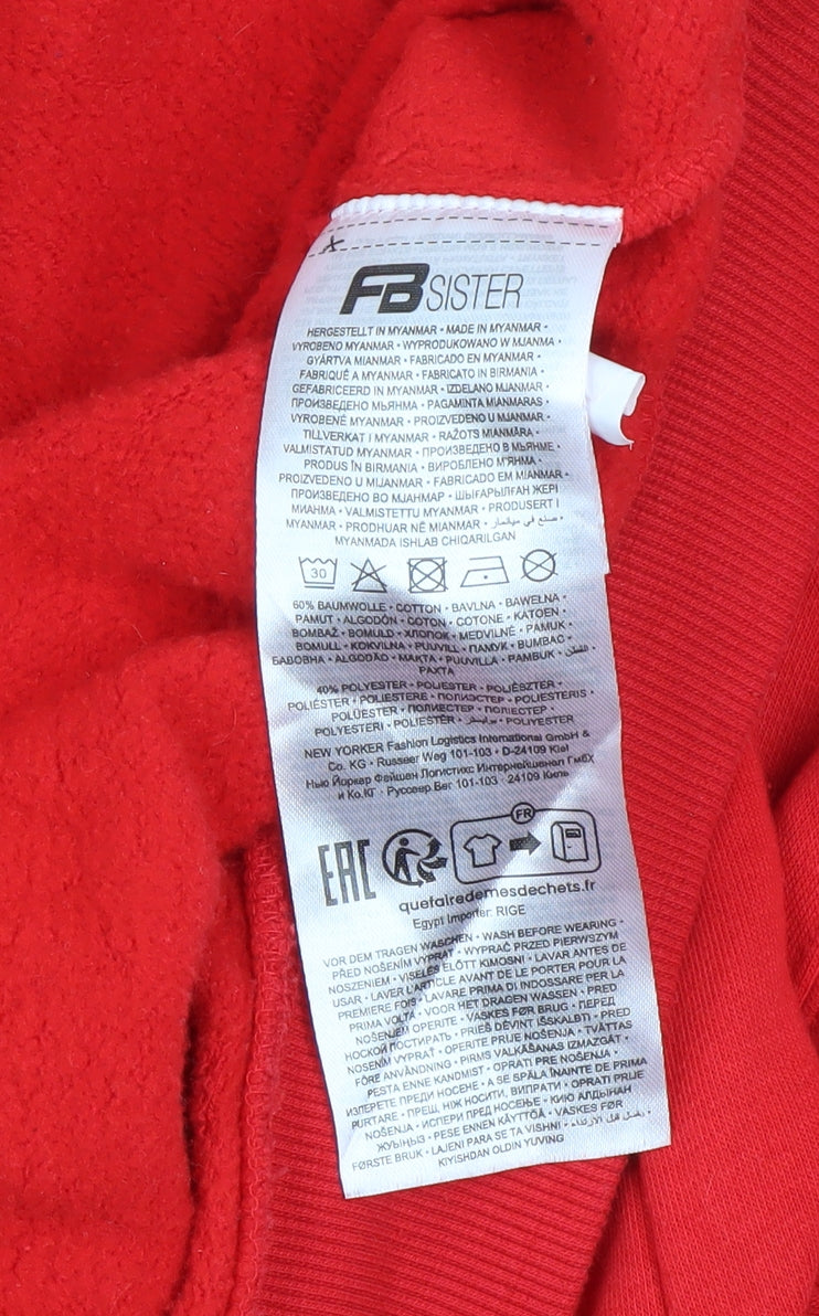 Teens UK Size XS FB Sister Red Full Zip Hoodie