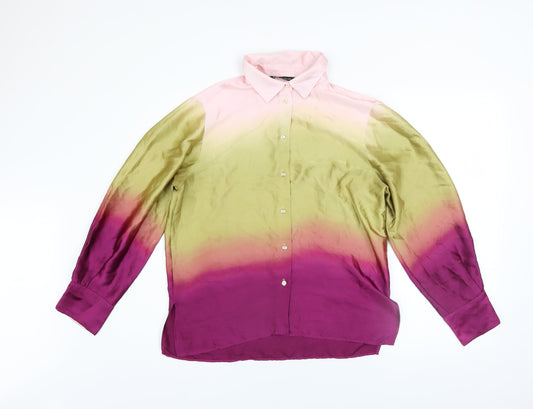 Womens UK Size S Zara Multicoloured Basic Button-Up