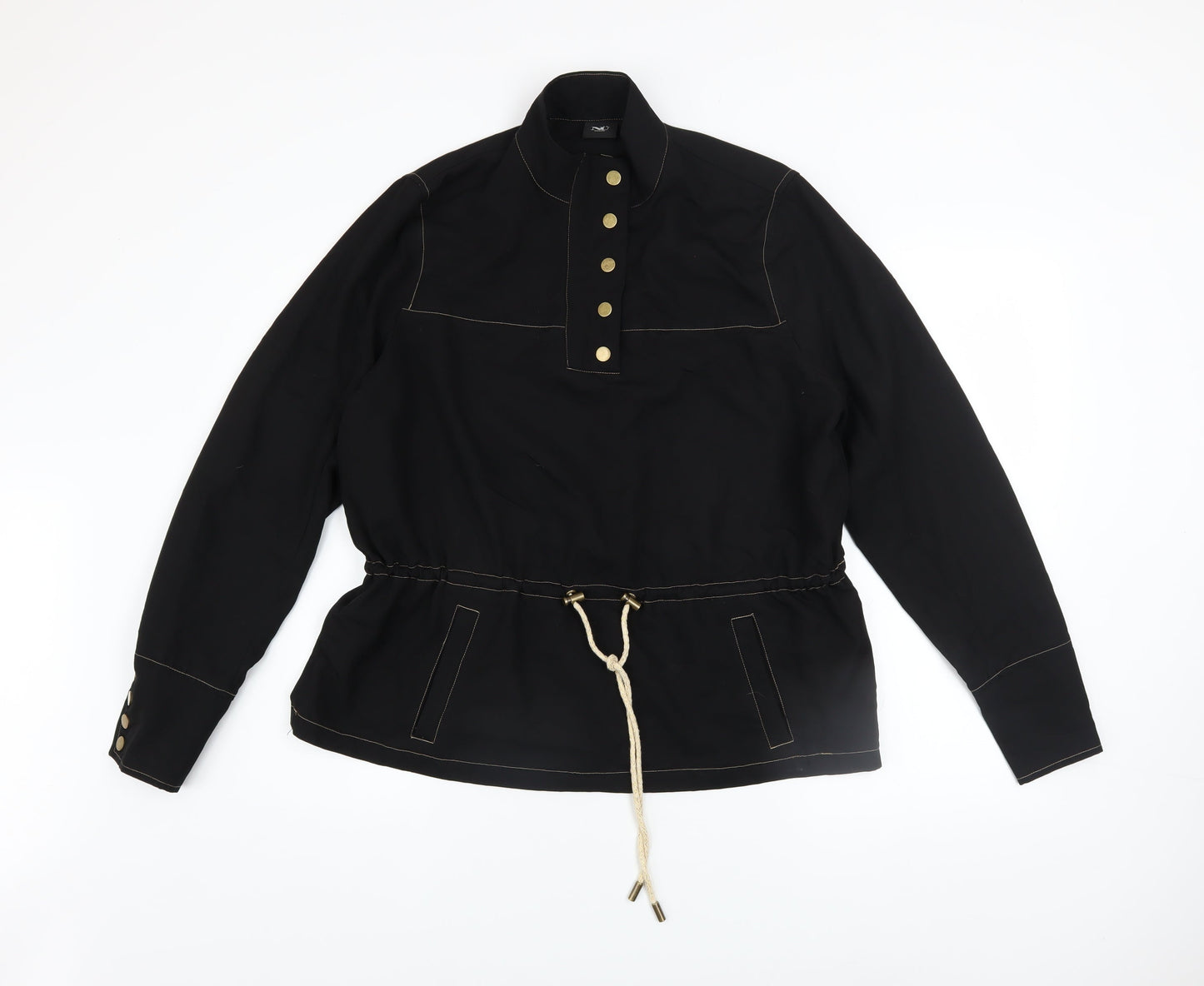 Womens UK Size S NÜ Denmark Black Henley Sweatshirt