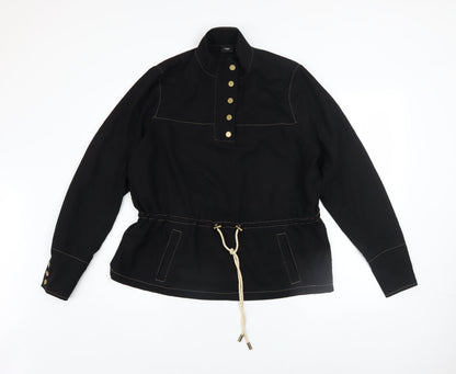 Womens UK Size S NÜ Denmark Black Henley Sweatshirt