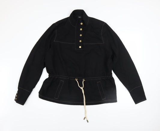 Womens UK Size S NÜ Denmark Black Henley Sweatshirt