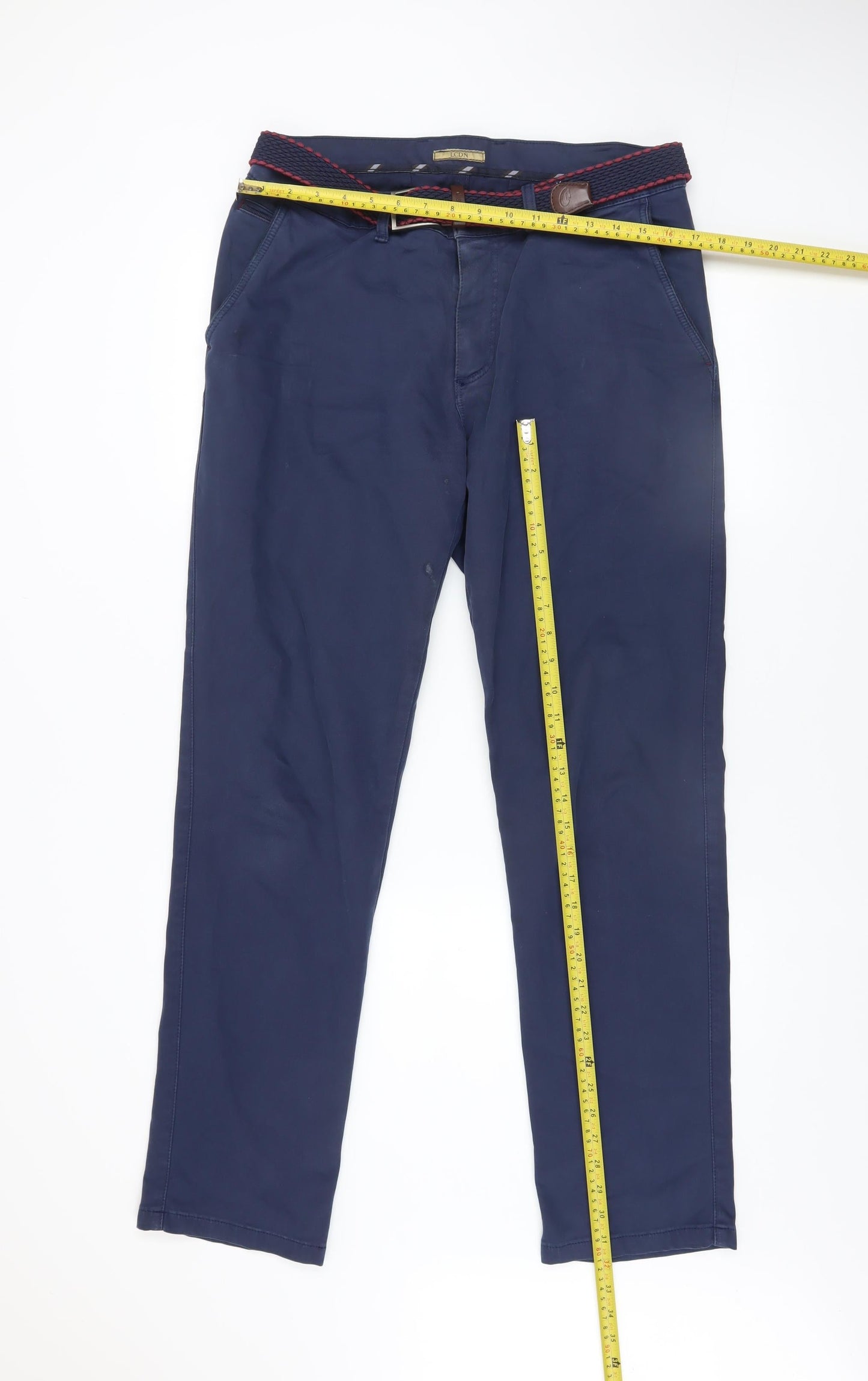 Mens UK Size 34 LCDN Regular Fit Chino Blue Trousers
