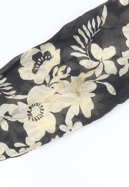 Gallery Women's Black Ivory Floral Long Sleeve Lyocell Blouse Size 12