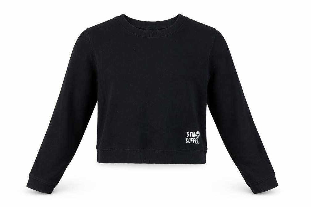 Womens UK Size XS Gym+Coffee Black Pullover Sweatshirt