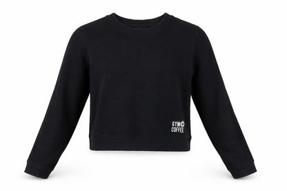Womens UK Size XS Gym+Coffee Black Pullover Sweatshirt