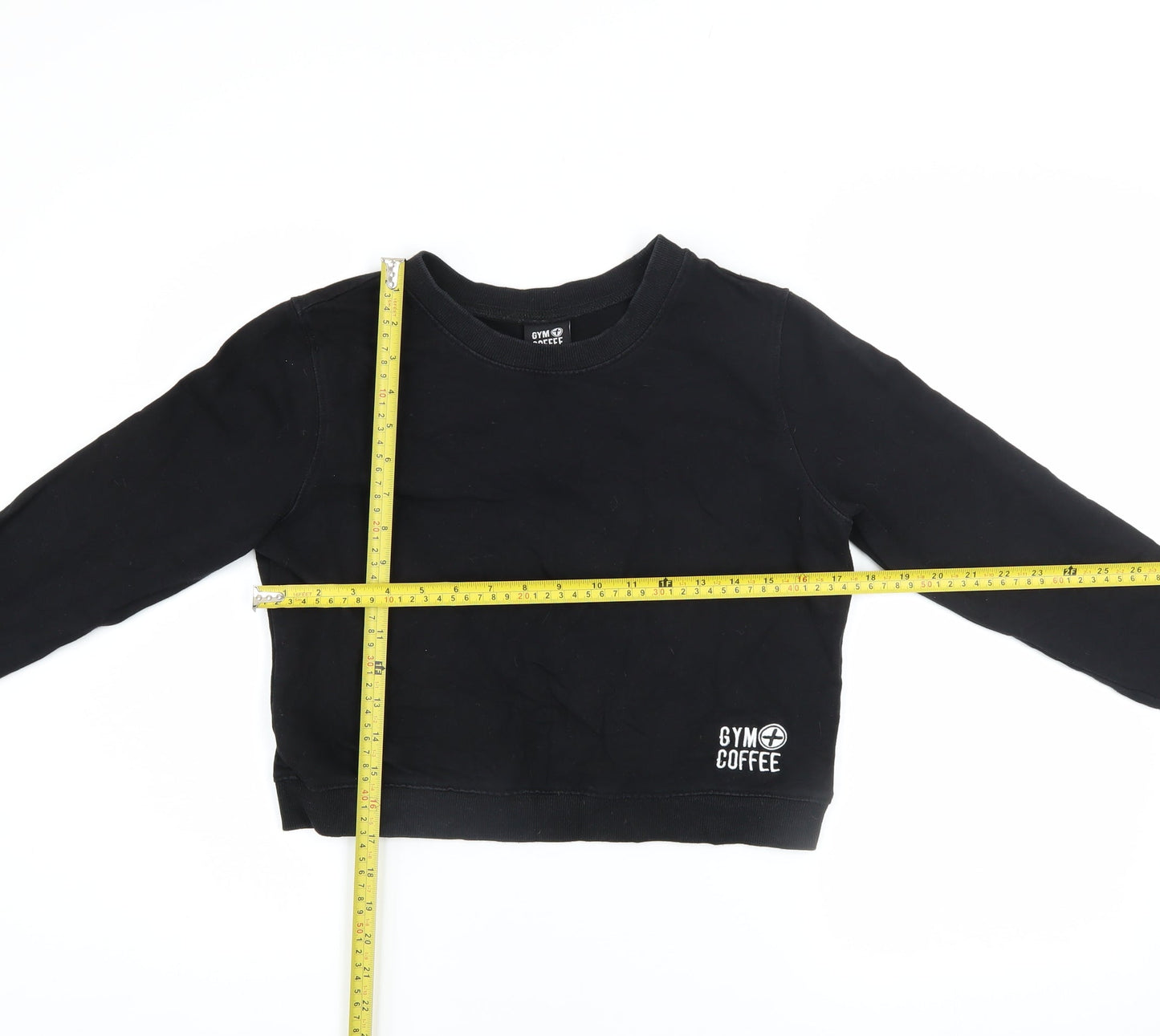 Womens UK Size XS Gym+Coffee Black Pullover Sweatshirt