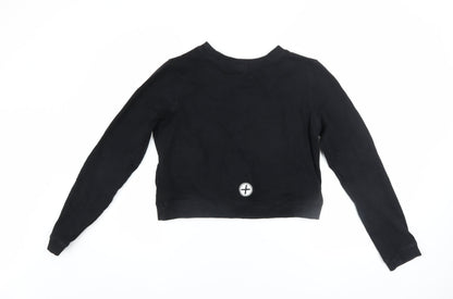 Womens UK Size XS Gym+Coffee Black Pullover Sweatshirt