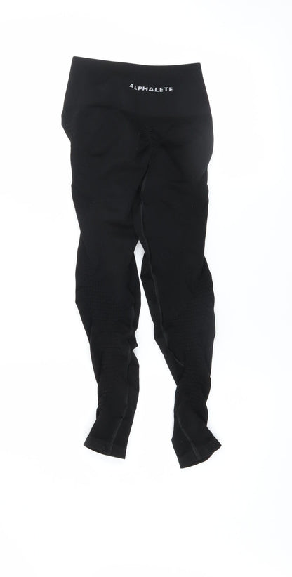 Womens UK Size XS ALPHALETE Slim Fit Leggings Black Leggings
