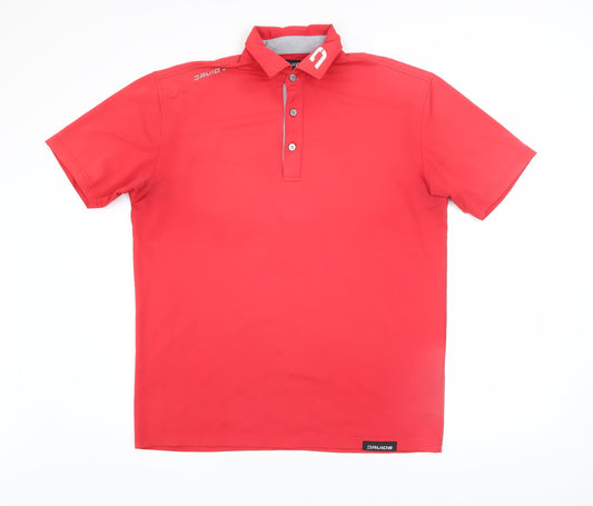 Mens UK Size L Druids Red Golf Polo