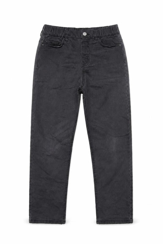 Front view of Dunnes Women's Black Straight Jeans 27in Waist Elastic Fit
