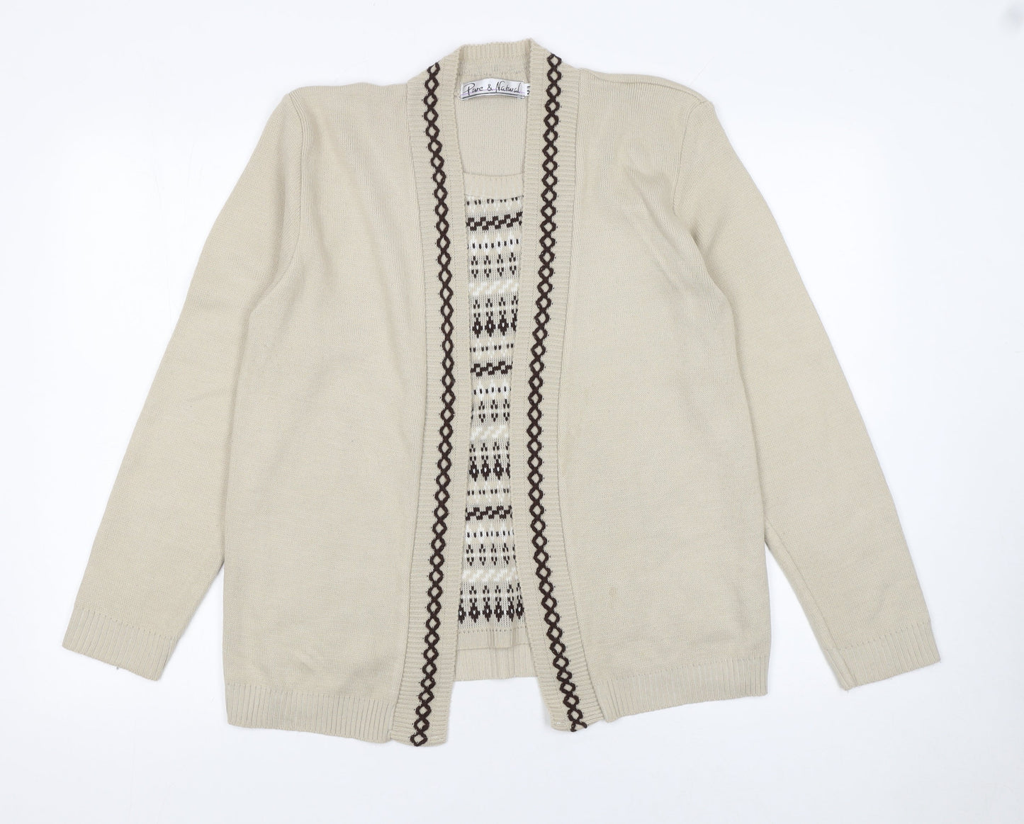 Womens UK Size M Pure & Natural Beige Cardigan Jumper