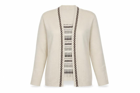 Womens UK Size M Pure & Natural Beige Cardigan Jumper
