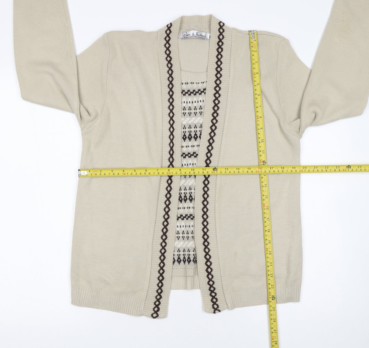 Womens UK Size M Pure & Natural Beige Cardigan Jumper