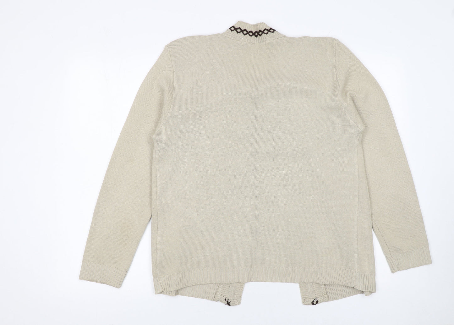 Womens UK Size M Pure & Natural Beige Cardigan Jumper