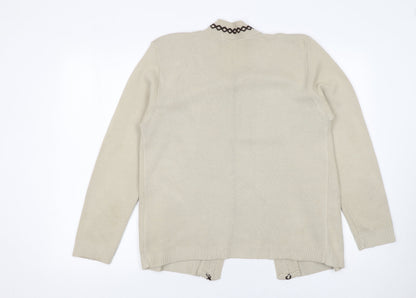 Womens UK Size M Pure & Natural Beige Cardigan Jumper