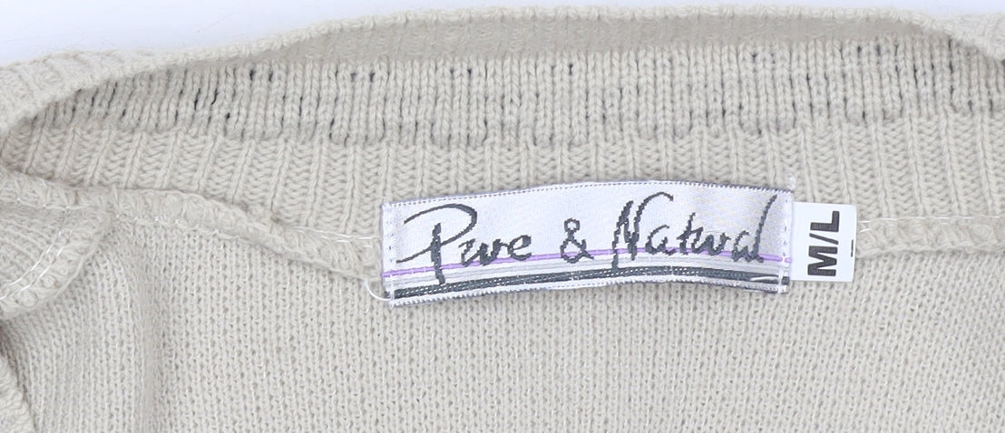 Womens UK Size M Pure & Natural Beige Cardigan Jumper