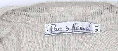 Womens UK Size M Pure & Natural Beige Cardigan Jumper