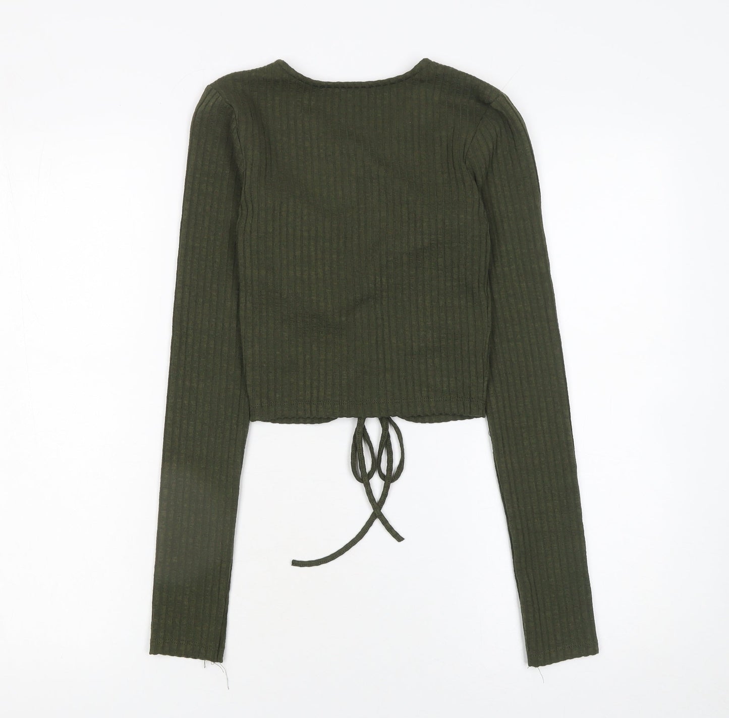 Womens UK Size S Zara Green Cropped T-Shirt