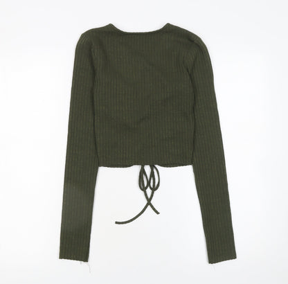 Womens UK Size S Zara Green Cropped T-Shirt
