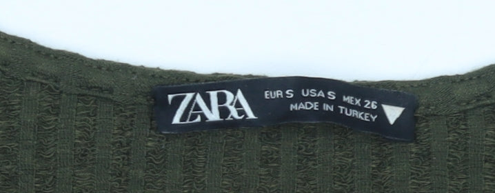 Womens UK Size S Zara Green Cropped T-Shirt