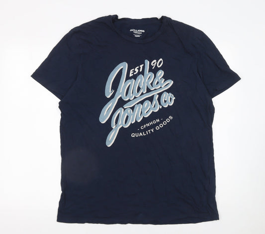 Mens UK Size L JACK & JONES Blue  T-Shirt