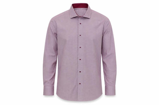 White Label Men's Pink Check Tapered Cotton Blend Long Sleeve Button-Up Shirt 16.5in
