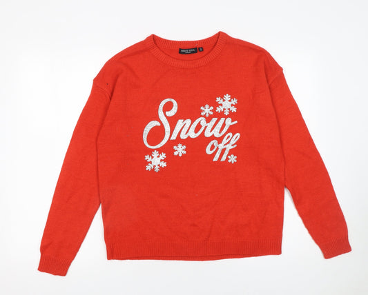 Womens UK Size S Brave Soul Red Pullover Jumper