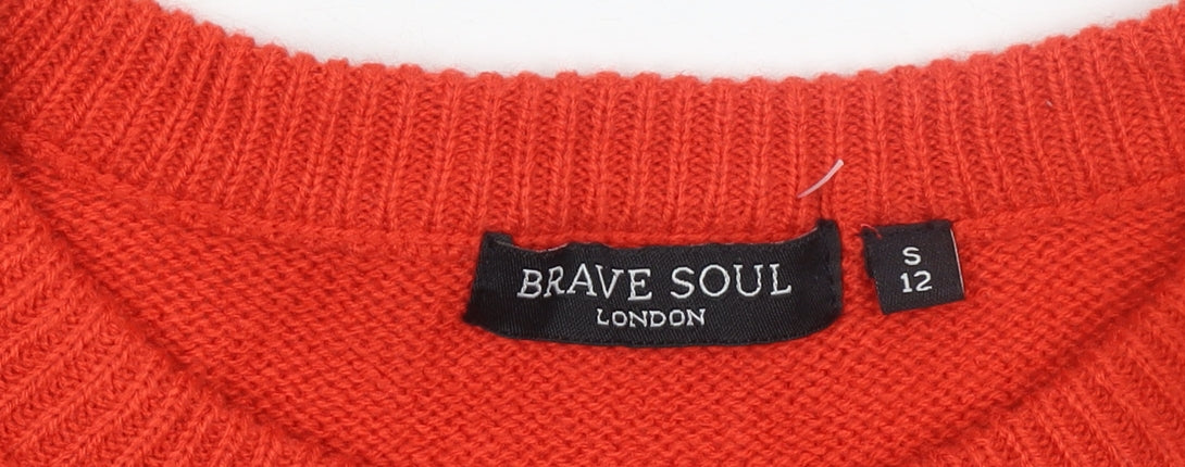 Womens UK Size S Brave Soul Red Pullover Jumper