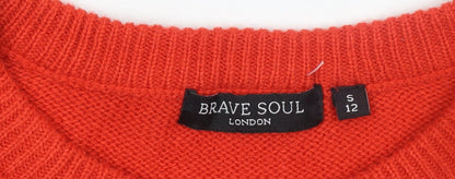 Womens UK Size S Brave Soul Red Pullover Jumper