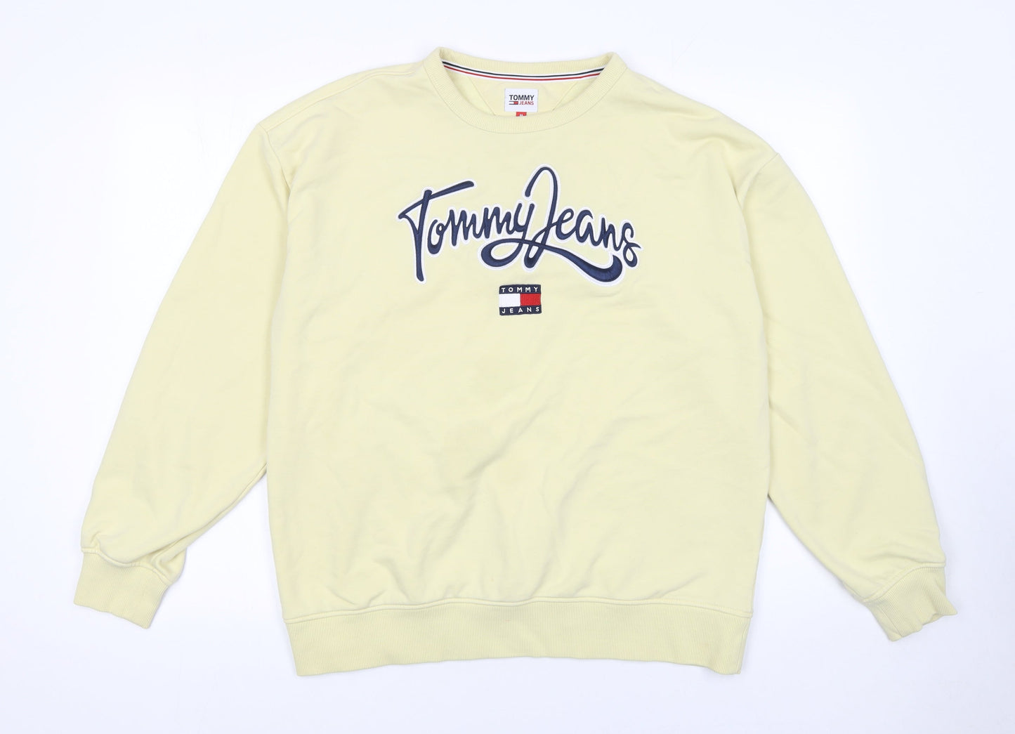 Mens UK Size M Tommy Jeans Yellow Pullover Sweatshirt