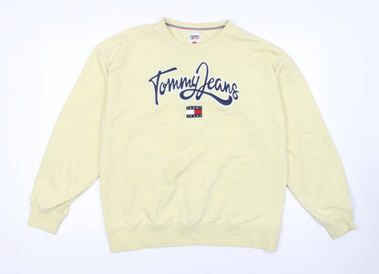 Mens UK Size M Tommy Jeans Yellow Pullover Sweatshirt