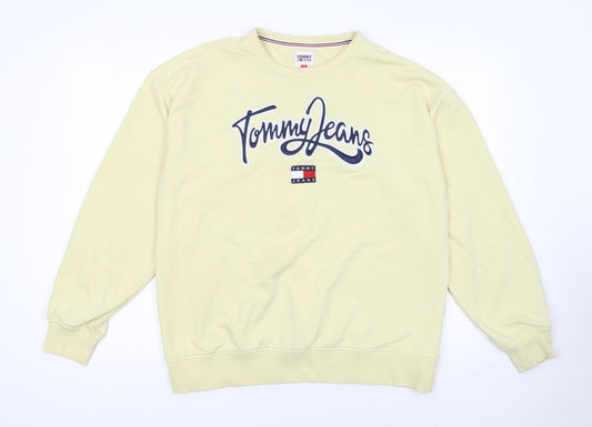 Mens UK Size M Tommy Jeans Yellow Pullover Sweatshirt
