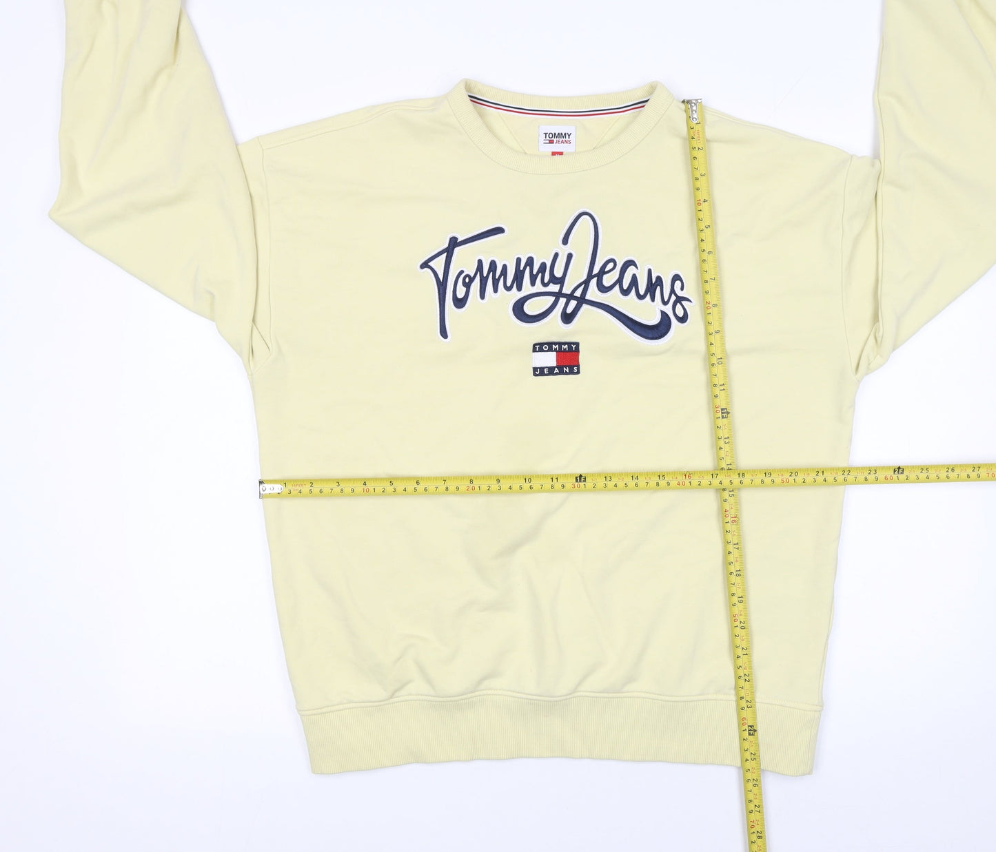 Mens UK Size M Tommy Jeans Yellow Pullover Sweatshirt