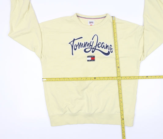 Mens UK Size M Tommy Jeans Yellow Pullover Sweatshirt