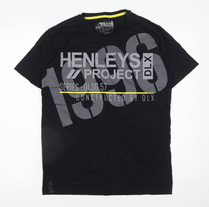 Mens UK Size M Henleys Black  T-Shirt