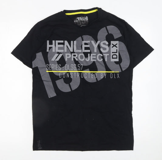 Mens UK Size M Henleys Black  T-Shirt
