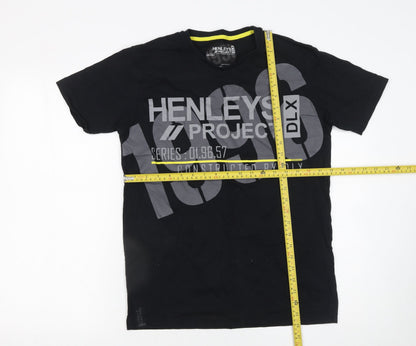Mens UK Size M Henleys Black  T-Shirt