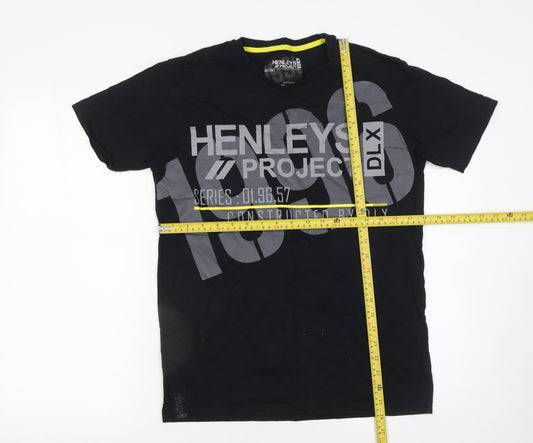 Mens UK Size M Henleys Black  T-Shirt