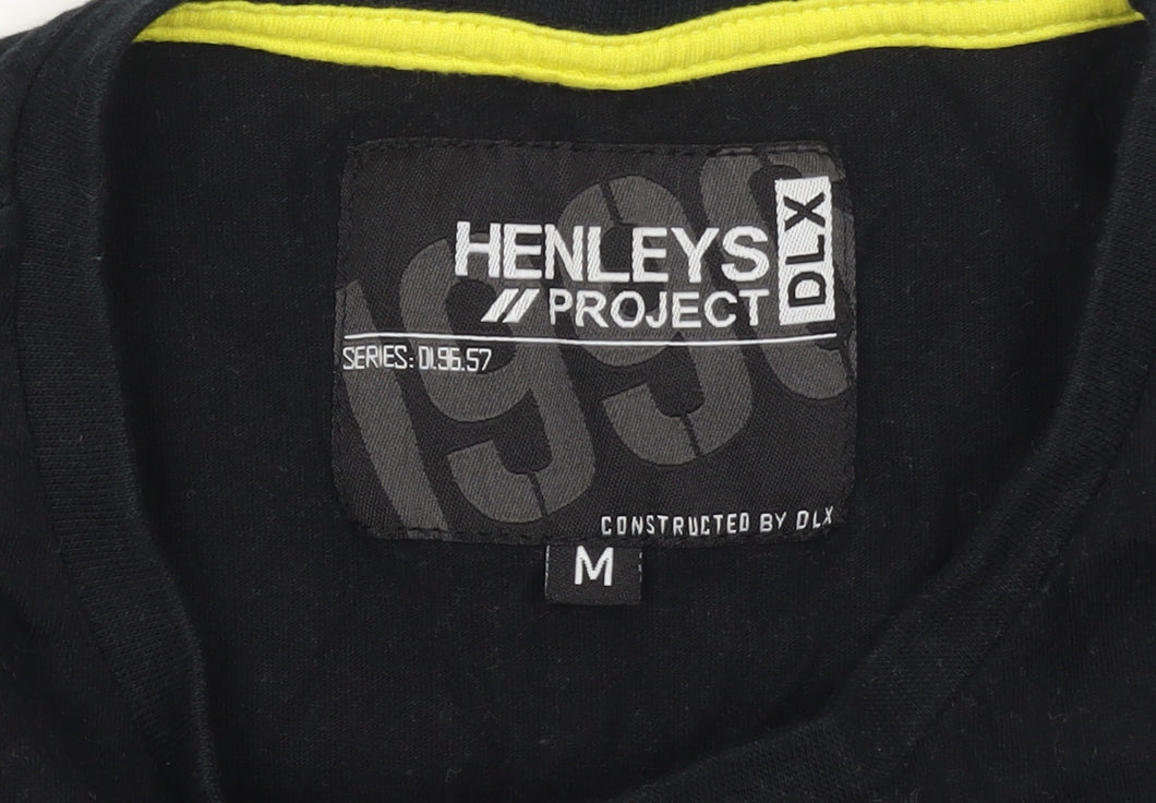 Mens UK Size M Henleys Black  T-Shirt