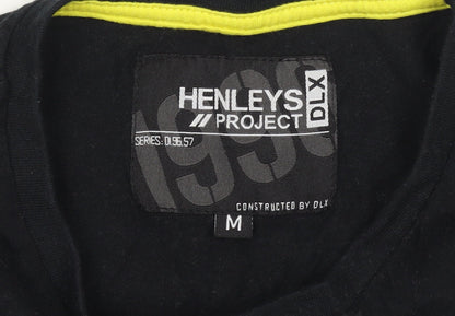 Mens UK Size M Henleys Black  T-Shirt