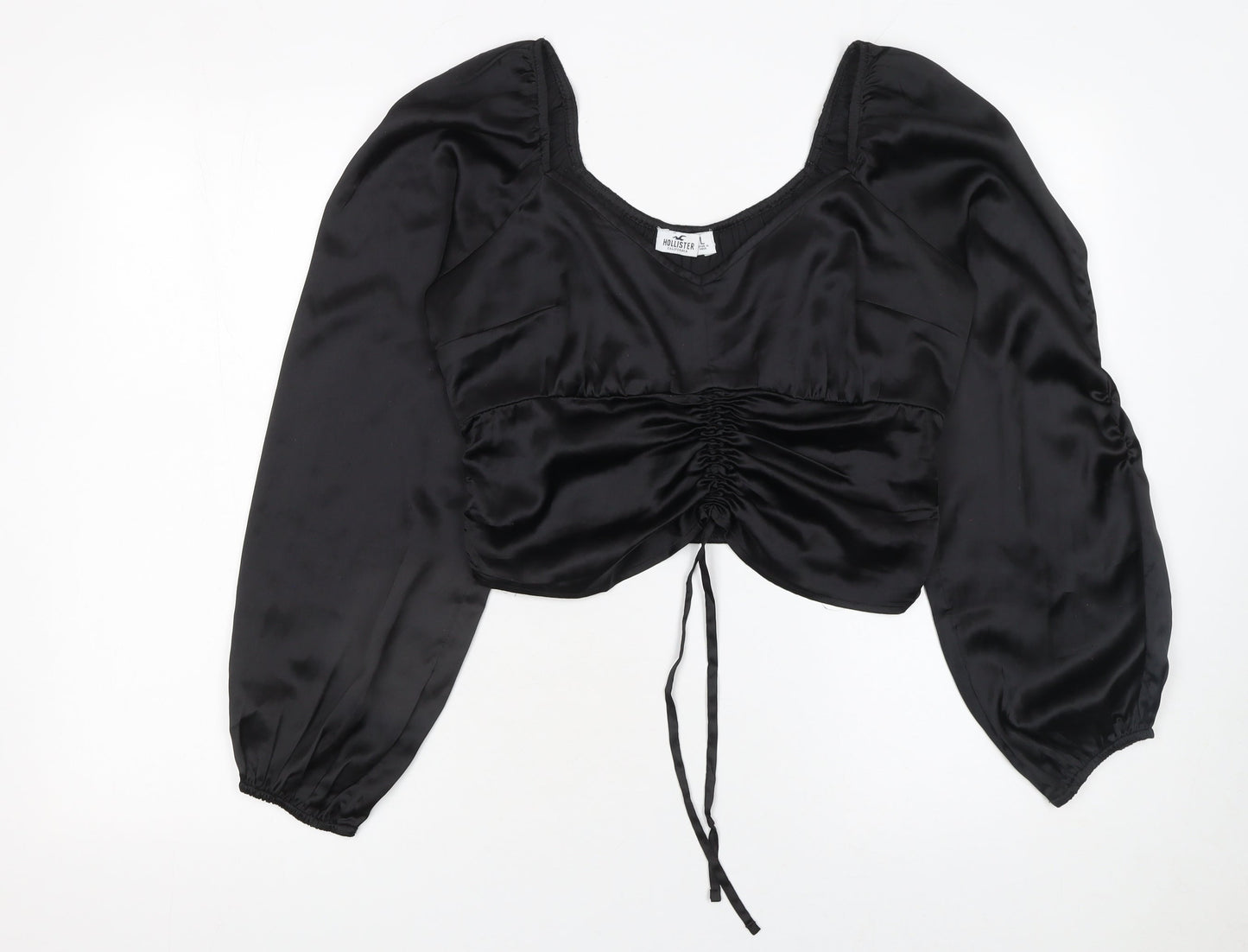Womens UK Size L Hollister Black Cropped Blouse