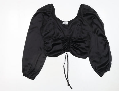 Womens UK Size L Hollister Black Cropped Blouse