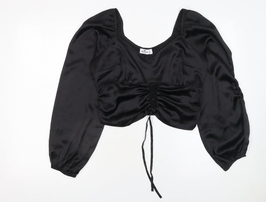 Womens UK Size L Hollister Black Cropped Blouse