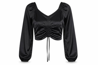 Womens UK Size L Hollister Black Cropped Blouse