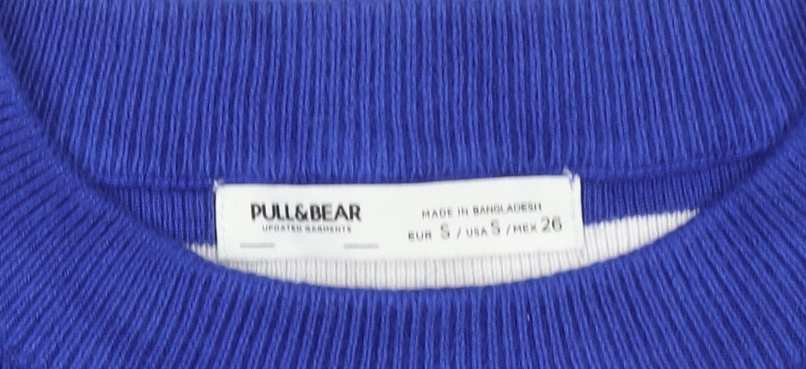 Womens UK Size S Pull&Bear Blue Pullover Jumper