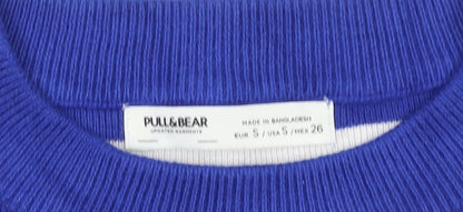 Womens UK Size S Pull&Bear Blue Pullover Jumper